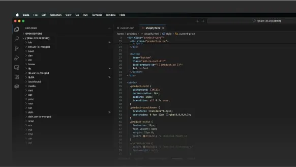 Código de uma loja virtual em desenvolvimento